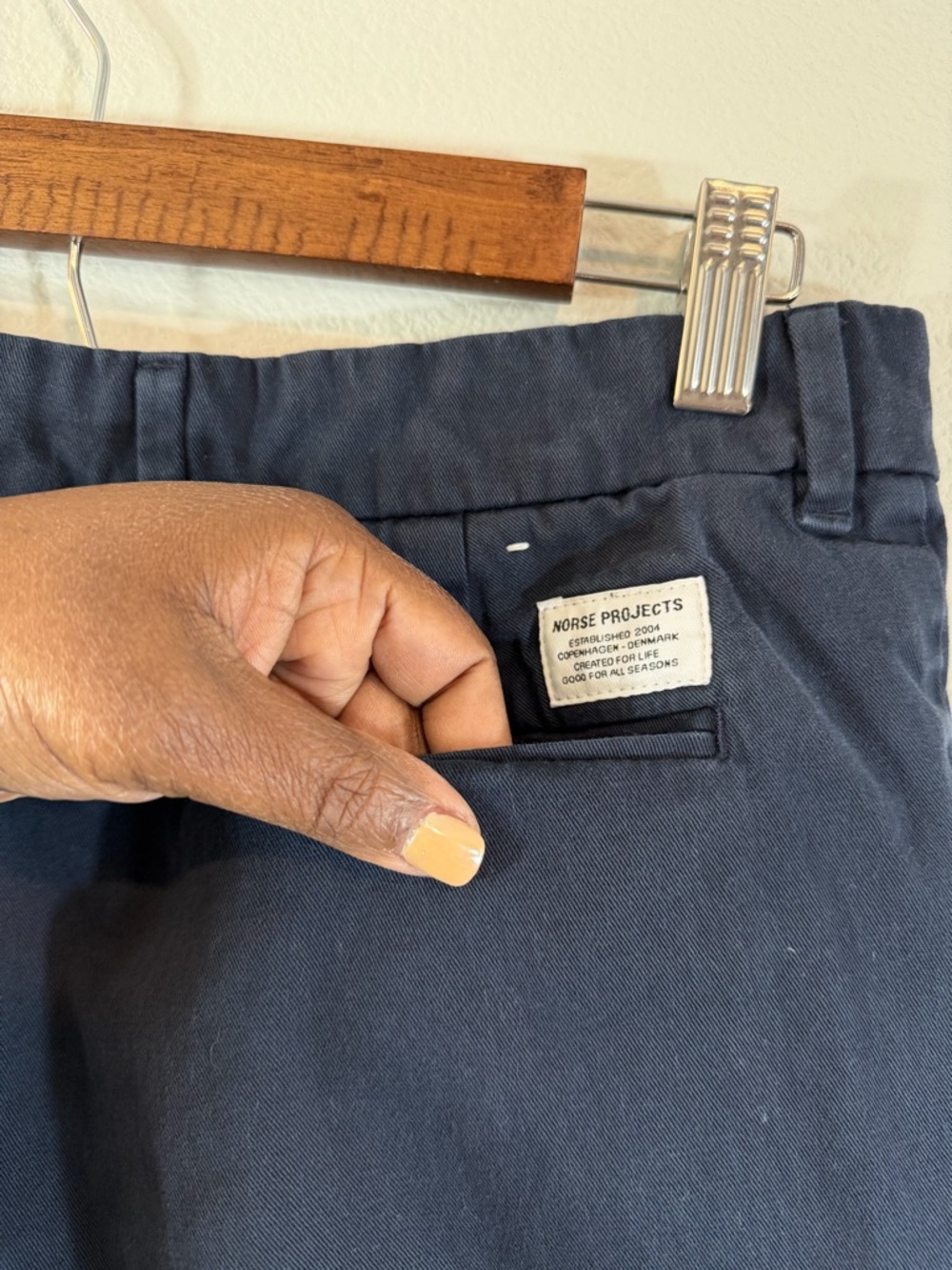 Norse Projects Slim Fit Chino Pants Navy Blue Size 31 Minimalist Preppy Casual - Picture 10 of 11